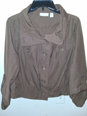 Chico's Brown Cropped Button-Front Jacket